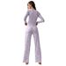 Women's Winter Pajama Set Long Sleeve Thermal Pajamas, Sexy V-Neck Loungewear Two Piece Set_voghion.com