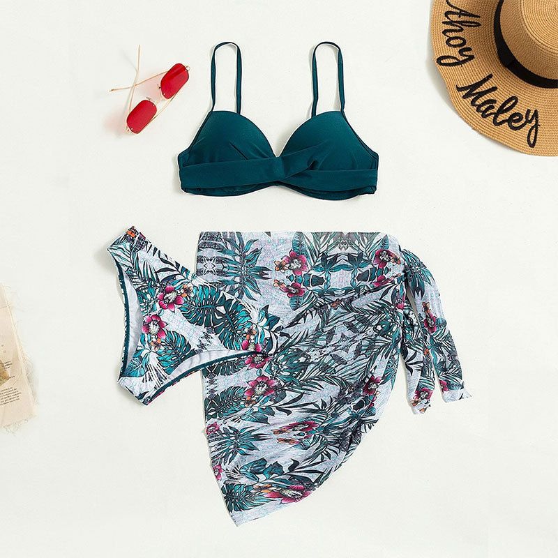 Bikiny 2023 Nové sexy tištěné rozdělené třídílné plavky s vysokým pasem, plážová sukně, bikiny_voghion.com