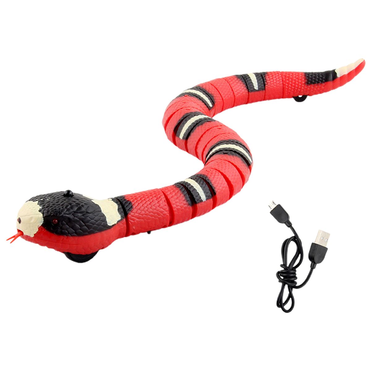 Guangying Snake Cat Toy Snake Shape S-Shaped Moving Flick Tongue Swing Tail Snake Obstacles Escape Interactive Smart Sensing Snake Tease Toy_voghion.com
