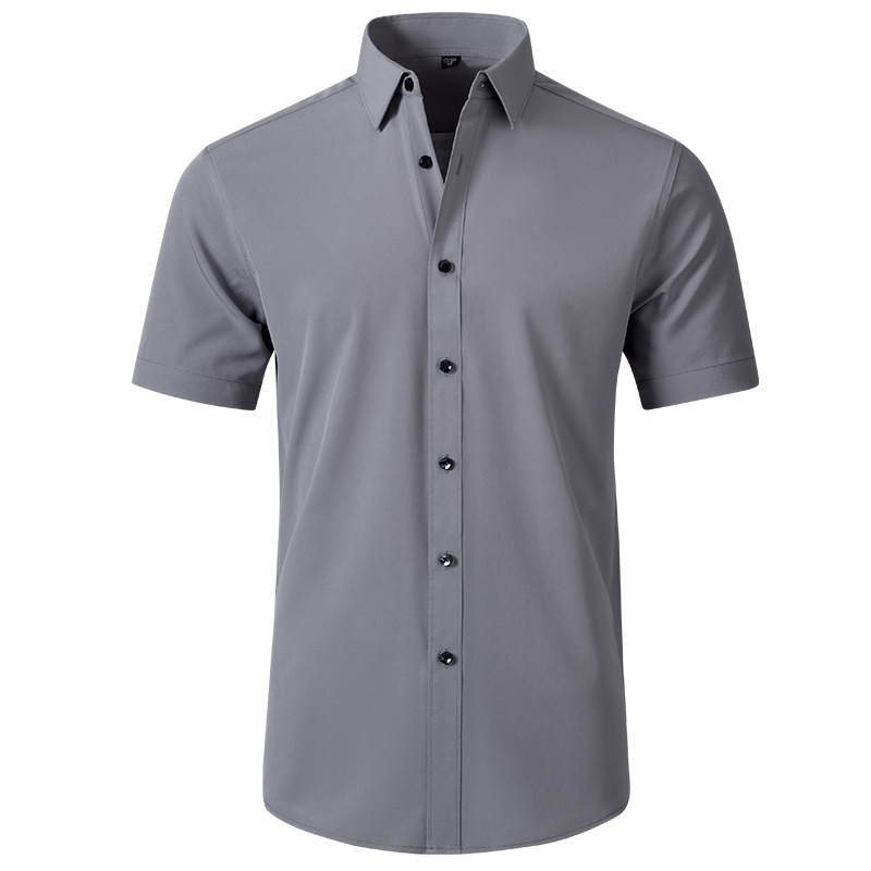 Camicia da uomo elasticizzata in quattro direzioni, camicia sottile da lavoro semplice, senza stiratura, antirughe_voghion.com