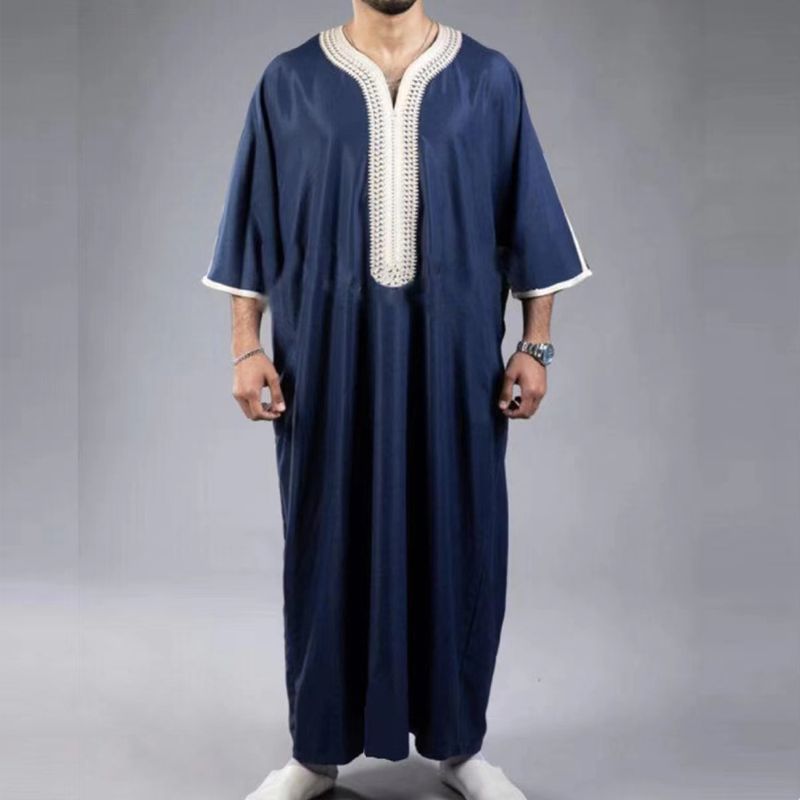 Traditional Men Boubou Jalabiyas Jubbah Muslim MEN'S Thobe Morocco Thobes Islamic Clothing Ramadan Robe_voghion.com