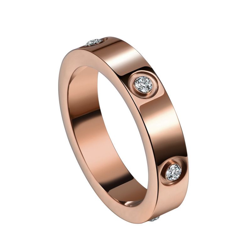 Trendy Stainless Steel Rose Gold Color Love Ring For Women Men Couple Crystal Rings Luxury Brand Jewelry Wedding Ring Gift_voghion.com