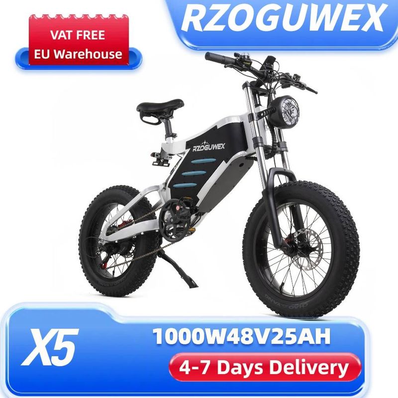 RZOGUWEX X5 1000W Elektrikli Bisiklet Yetişkinler İçin 20 İnç Şişman Lastikli Arazi Dağ Bisikleti 48V 25AH Pil, Çift Amortisör_voghion.com