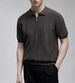 Polo da uomo a maniche corte, stile retrò, con mezza cerniera, in maglia, stile vintage, di alta qualità, con risvolto e texture a trama fitta._voghion.com