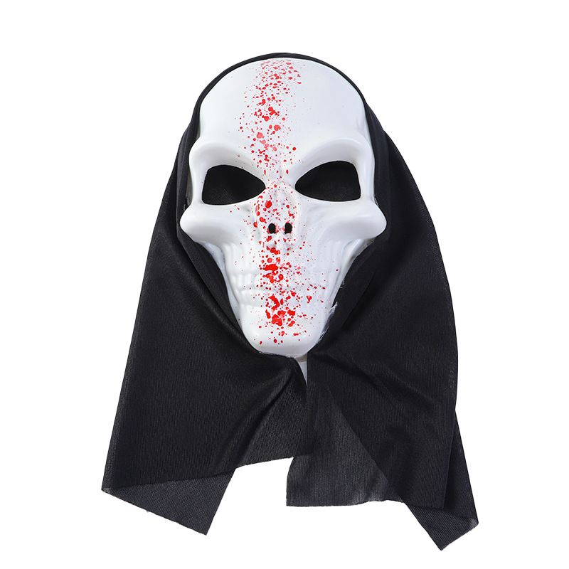 Recuzită nouă pentru farse de Halloween cu pălării din pânză și mască de față cu craniu portocaliu_voghion.com
