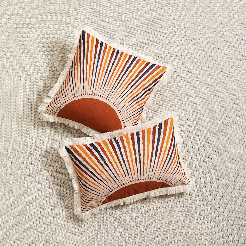 Nyt rundt om kvastkant dekorativt dyreblomst bomulds- og linnedtrykt pudebetræk boligdekoration sofapudebetræk_voghion.com