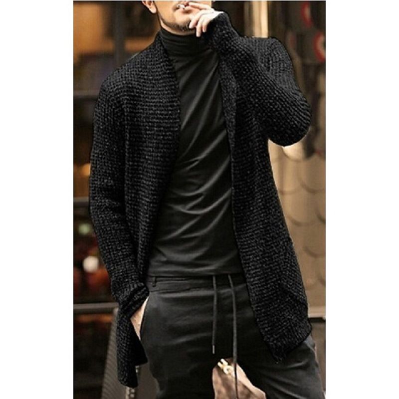 Men's casual long sleeve knitted sweater windbreaker sweater_voghion.com