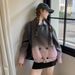 Gradient Gray Pink For Women Spring 2025 New Small Size Korean Style Trendy PU Leather Jacket_voghion.com