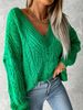 "Damen-Strickpullover mit V-Ausschnitt – Hohlseil-Design (weiche Wollmischung, Langarmpullover)"_voghion.com