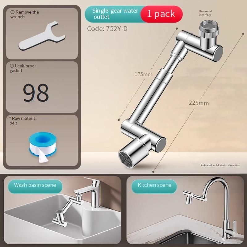 360° Adjustable Faucet Extender With Anti-Splash Aerator - Flexible Gooseneck Spout For Sink, Dual Spray Modes, ABS & Alloy Construction_voghion.com