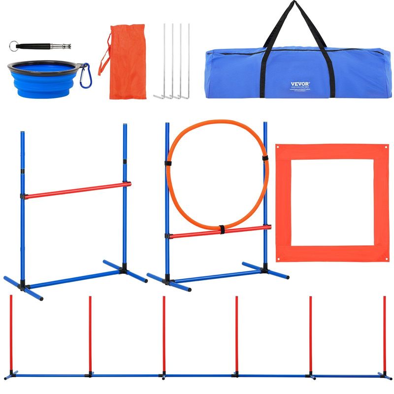 VEVOR Dog Agility Training Equipment 4 PCS Set With Hurdles Jump Ring Pause Box_voghion.com