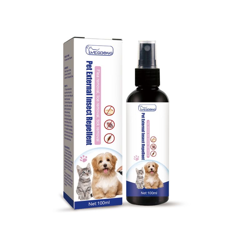 Spray anti-puces pour animaux de compagnie, nettoyage de la peau des animaux de compagnie pour chats et chiens, Spray anti-démangeaisons contre les poux et les tiques externes_voghion.com