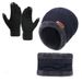 Cappello da uomo in maglia tre pezzi più cappello in pile Sciarpa da donna Guanti touch screen Tuta invernale calda_voghion.com