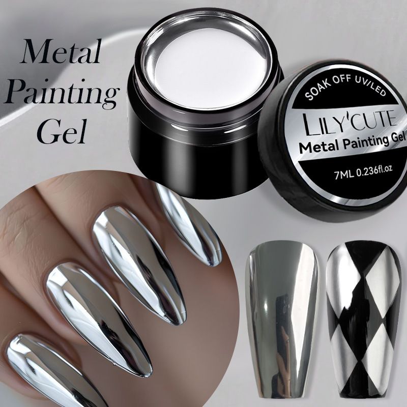 Nail Glue Canned High Gloss Metallic Painted Glue Silver Nail Polish Hook Edge Super Flash Mirror Silver_voghion.com