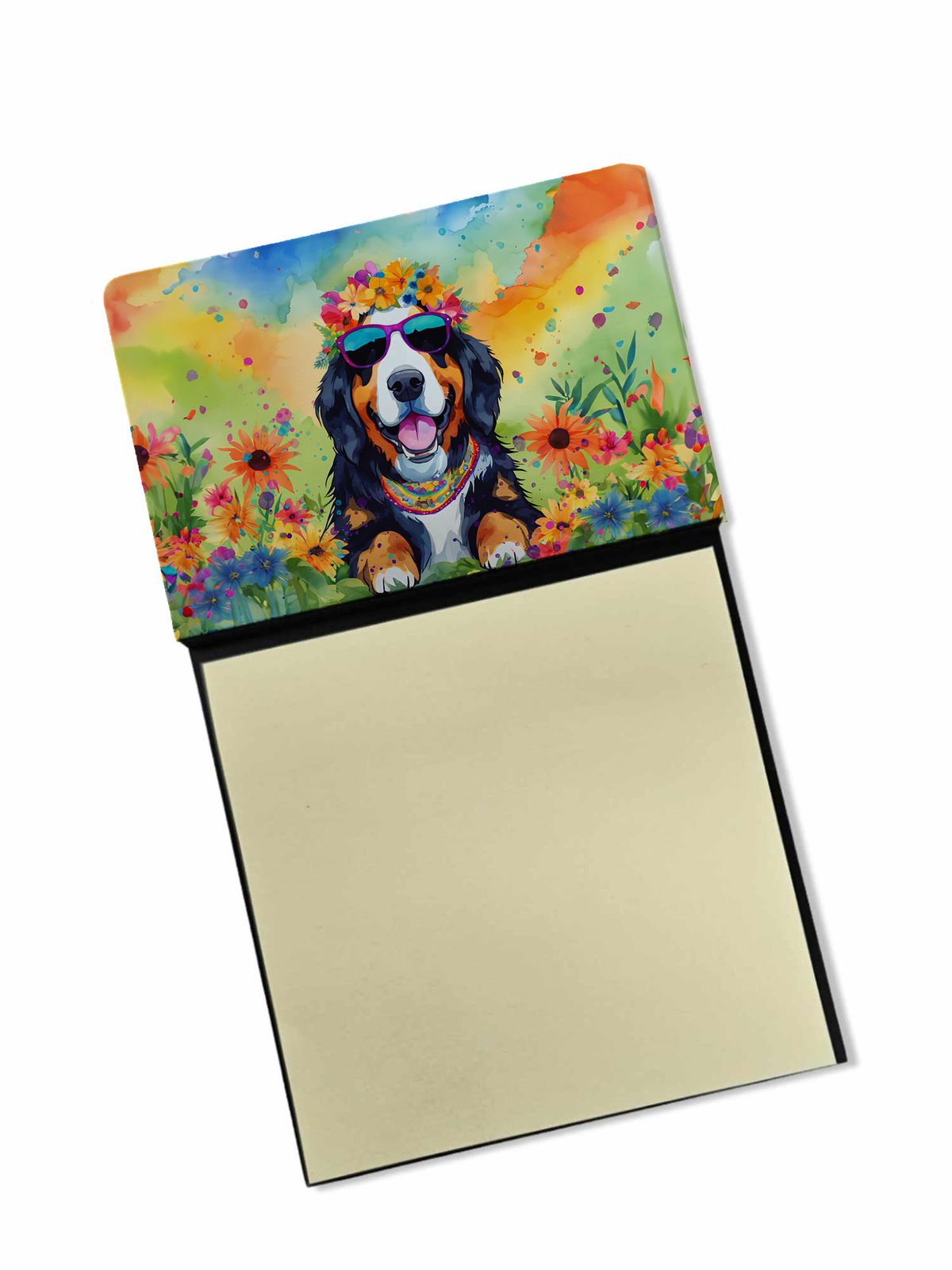 NEW Bernese Mountain Dog Hippie Dawg Sticky Note Holder Refillable Dispenser Self-Sticky Note Pads, Memo Pads Blank Desk Accessories_voghion.com