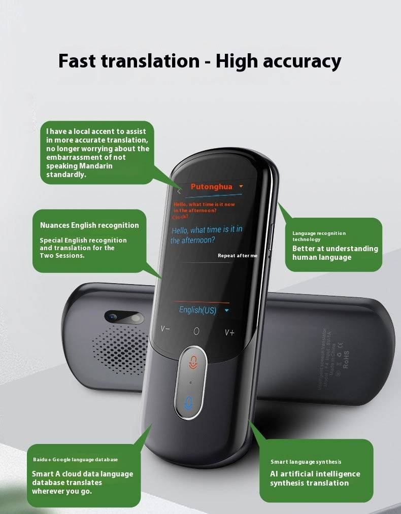 Lingding F4 AI Voice Translator - Real-Time Bilingual Speech Translation Device For English Learning & Travel_voghion.com