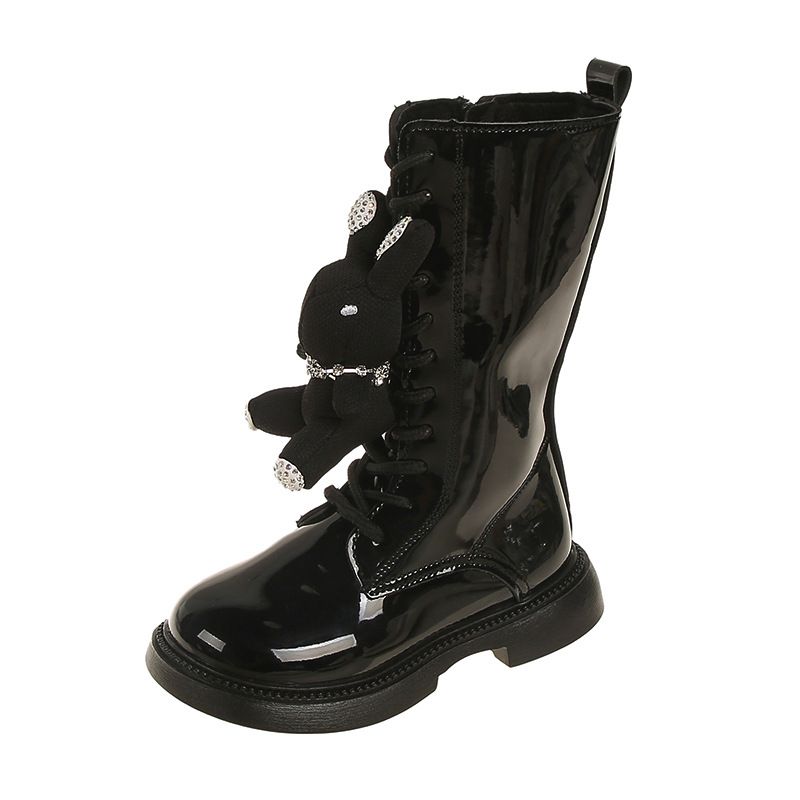Kids Shoes Girls Martin boots autumn and winter mid high boots children's boots baby bunny boots girls fashion black trend_voghion.com