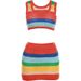 New Style Sexy Hollow Knitted Skirt With High Waist, Color Blocking, Slim Fit, Sleeveless, Hip Hugging Dress_voghion.com