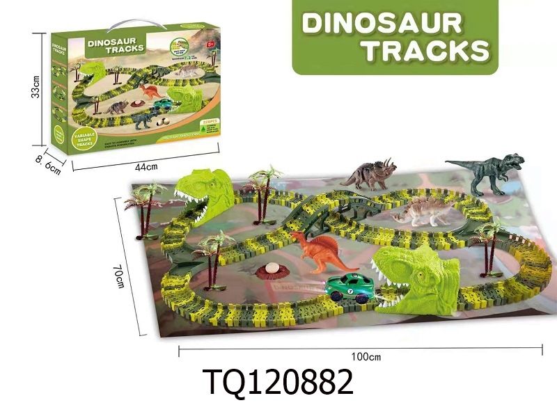 Dinosaurus Rail Car DIY Variabele Montage Spoor Bouwblok Over Dinosaurus Gat Elektrische Rail Car Speelgoed voor Kinderen_voghion.com