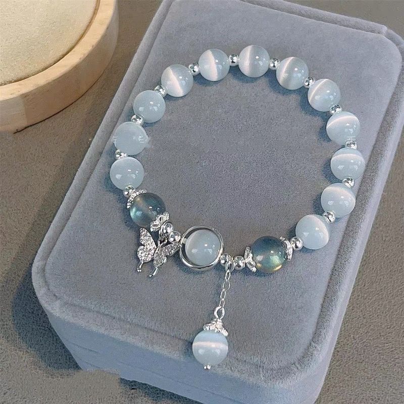 Butterfly Bracelet For Women, Ins Niche Design, Gray Moonlight Beaded Bracelet, Versatile And Stylish, Trendy Student_voghion.com
