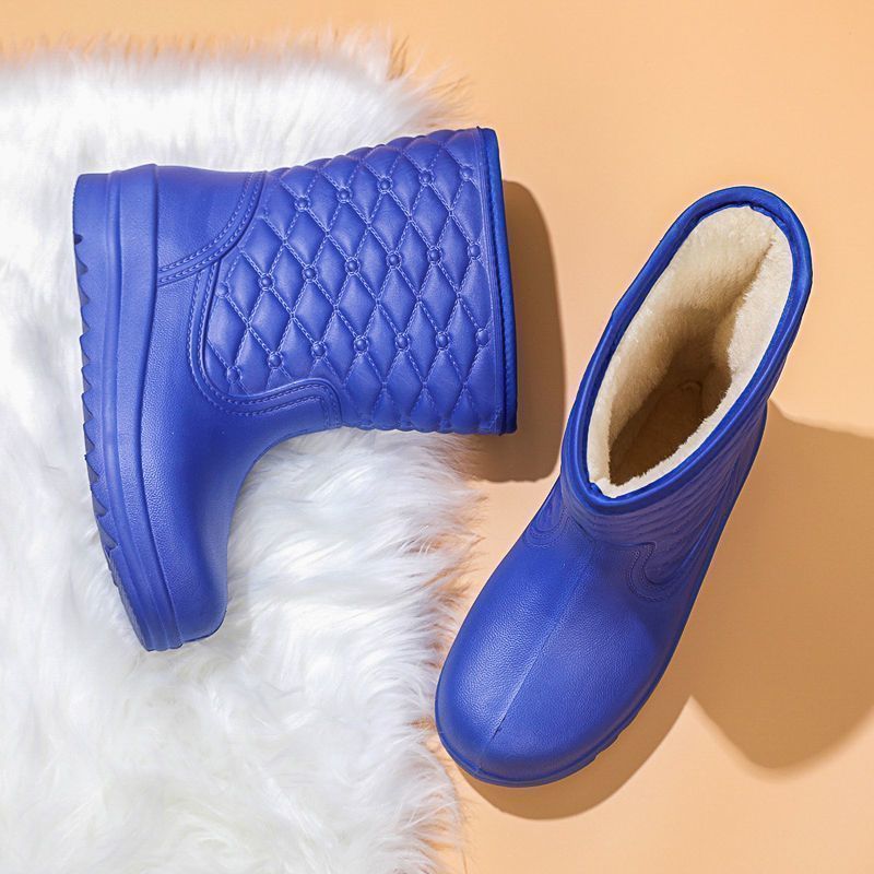 Waterproof And Fleece Women's Warm EVA Rain Boots For Laundry, Car Washing, Kitchen Hygiene Shoes, Work, Anti Freezing,_voghion.com
