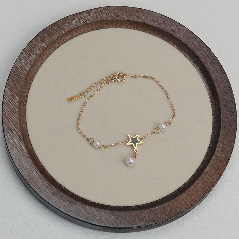 Perle Schmetterling Licht Zirkon Geometrische Mode Vielseitig Einfache Titan Stahl Armband_voghion.com