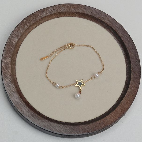 Perle Schmetterling Licht Zirkon Geometrische Mode Vielseitig Einfache Titan Stahl Armband_voghion.com