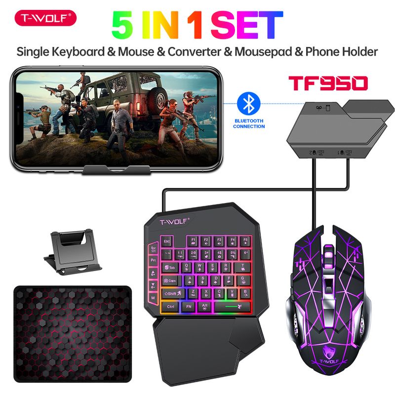 QRTF950 Set di trono con tastiera e mouse a una mano, tablet per giochi mobili cinque in uno, manufatto mangia-pollo_voghion.com