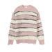 Women's Clothing soft striped mid length sweater coat lazy style loose hole pullover knit sweater top_voghion.com