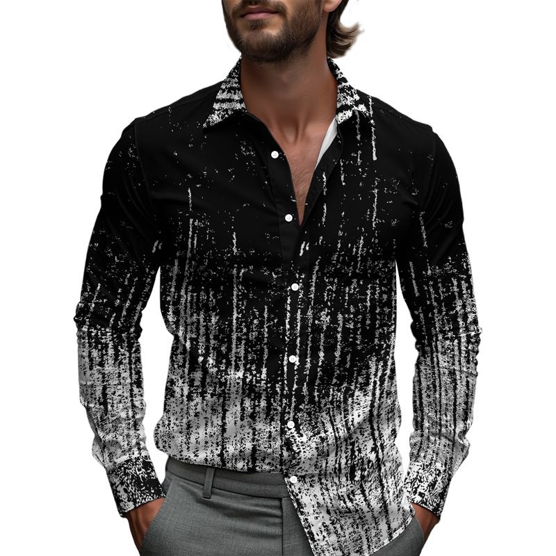 Schlichtes Herrenhemd Frühling Einreihiges Revers Design Hemd Neu Täglich Mode Lässig Locker Bequem Businesshemden Geometrisch_voghion.com