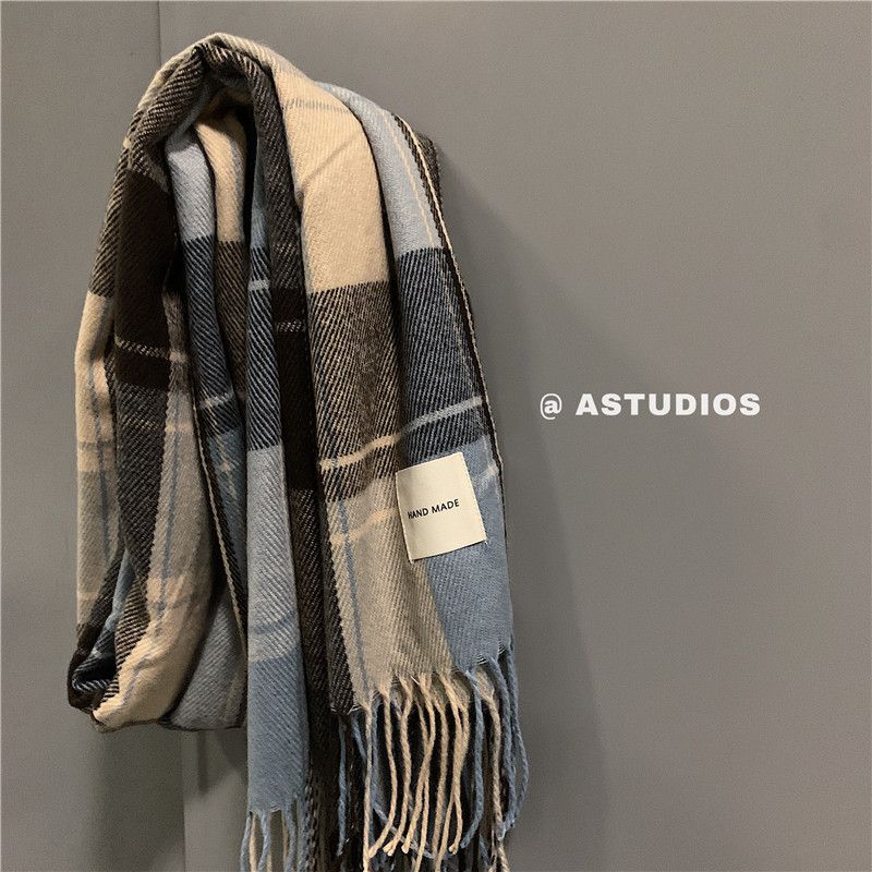 Schal Vielseitiger Herbst-Winter-Schal, Koreanische Version Mit Karierter Wärme Und Minimalistischem Paar, Weiblicher Schal Für Studenten,_voghion.com