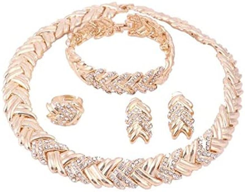 Ensemble de bijoux Wang Dubai, collier, boucles d'oreilles, bracelet, bague, perles africaines_voghion.com