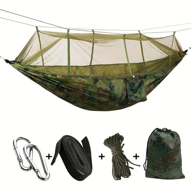 Camping Hammock With Net With 440 Lb Capacity - Lightweight Camping Hammock Chair - Double Or Single Size With Tree Strap And Included Carry Bag - S_voghion.com