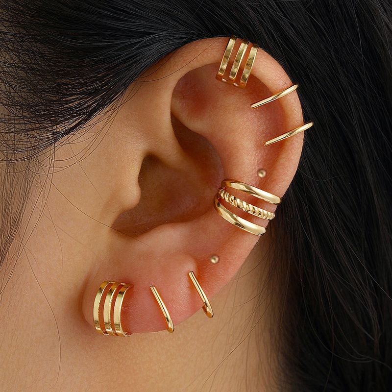  Simple Style Commute Geometric Plating Alloy Ear Cuffs_voghion.com