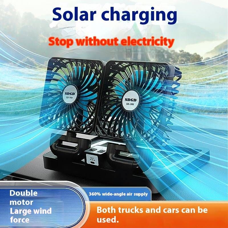 Autoventilator op zonne-energie, draadloos, op zonne-energie, 360° rotatie, 24 uur batterijduur_voghion.com