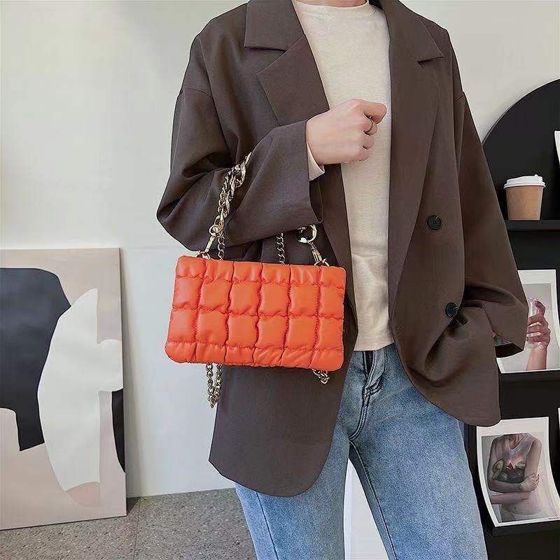 Umhängetasche Falten Gitter Kette Kleine Quadratische Tasche Retro Umhängetasche Schultertasche Frauen Tasche Mode_voghion.com