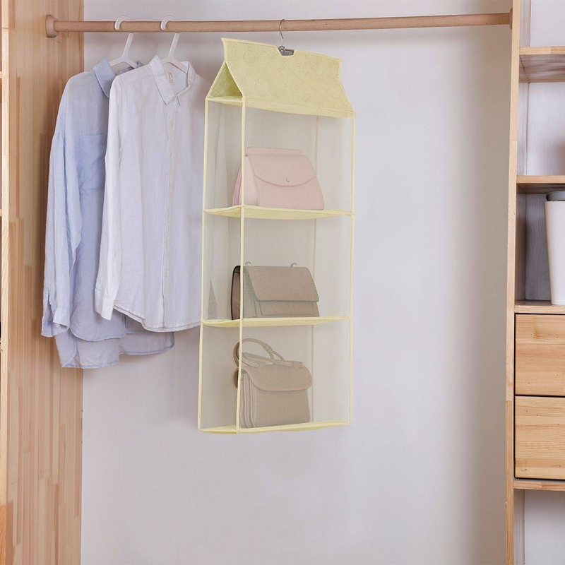 Wandmontierter Handtaschen-Organizer – Mehrschichtiger Stoff-Aufbewahrungsbügel mit staubdichtem Design für Schrank und Schlafzimmer_voghion.com