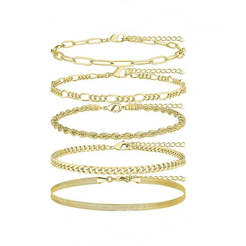 Schmuck Mode Perlen Schlangenknochen Kette kubanische Kette Set Fußkettchen einfache verstellbare Fuß Ornamente sieben Stück Set_voghion.com