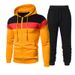 Spring And Autumn Fashion Color Block Patchwork Hooded Running Outdoor Sports Set Men's Sweatshirt_voghion.com
