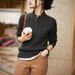 Solid color Fried Dough Twists knit women's long sleeve pullover autumn and win new collar button coat bottoming_voghion.com
