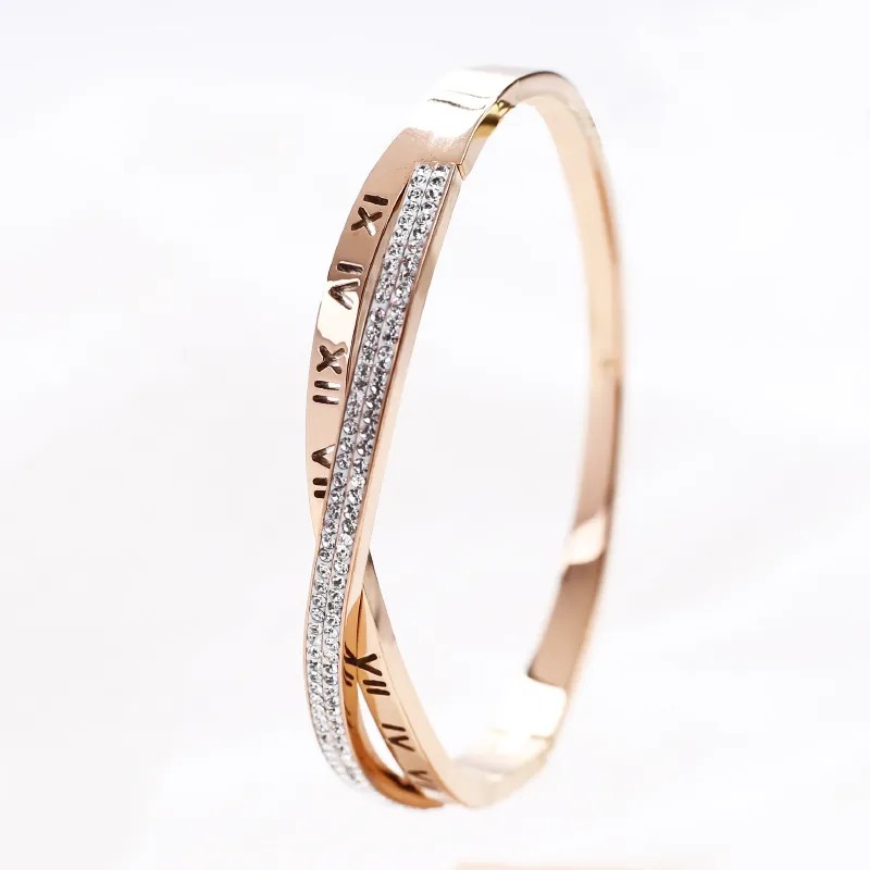 Roman Letters Titanium Steel Bracelet Hollow Female Letter Buckle Bracelet K Gold Star Bracelet_voghion.com