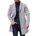 "Men's Wool-Blend Casual Coat – Lightweight Windbreaker With Classic Lapel (Black/Slate Gray/Caramel/Olive Green, M-3XL)"_voghion.com