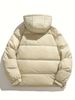 Herren-Wintermantel mit Entendaunenfüllung, durchgehendem Reißverschluss, Kapuze und lockerer Passform, ideal zum Skifahren und Campen, handwaschbare Steppjacke._voghion.com