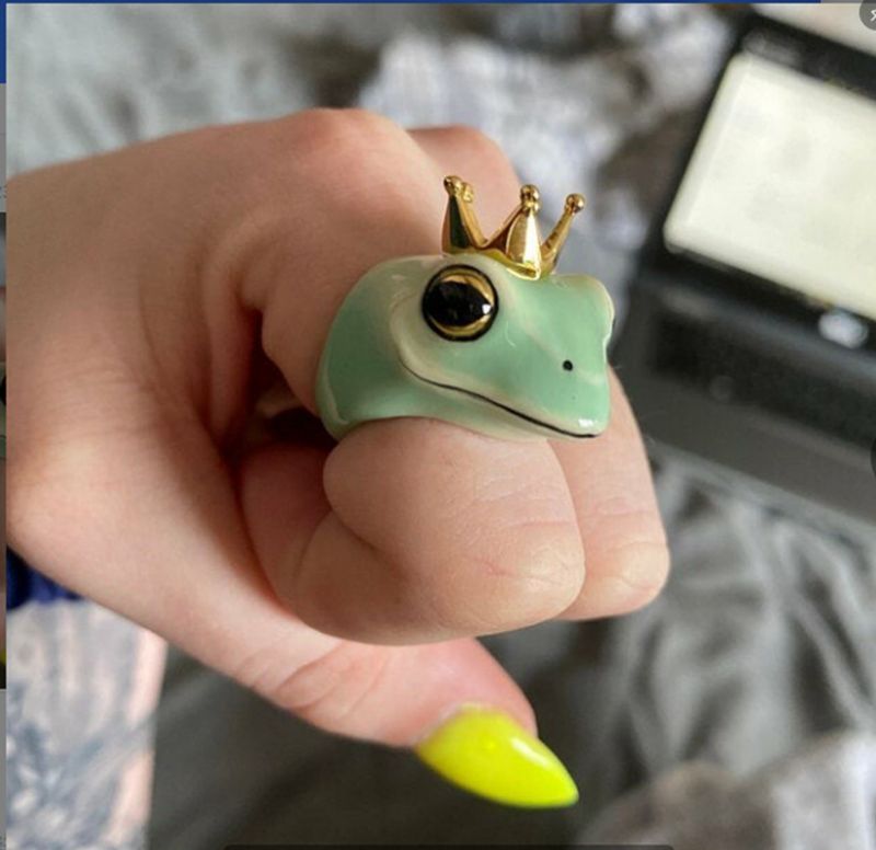 New minimalist, fashionable, cute frog shaped ring with trendy accessories,new tide_voghion.com