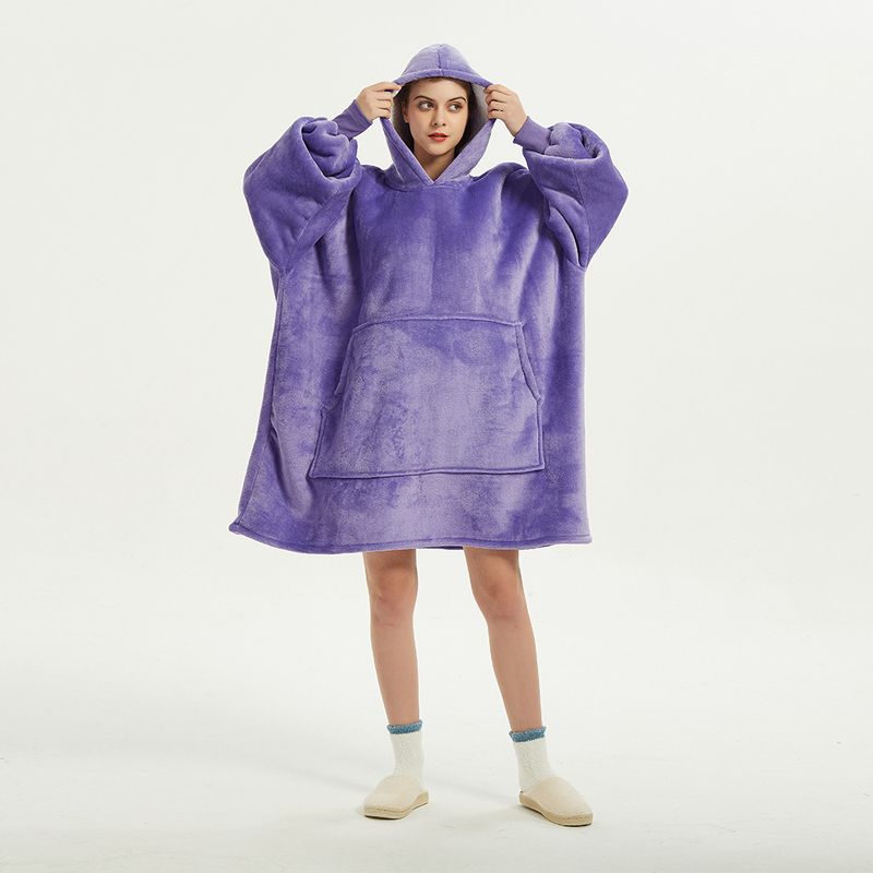 Pull à capuche en polaire pour femme, veste à capuche, résistant au froid, chaud, paresseux, couverture TV, chemise de nuit, vente chaude_voghion.com