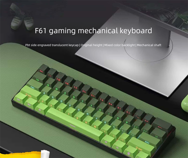 Clavier mécanique F61 dégradé Ral, rétroéclairage coloré, commutateur Blu-ray, adapté aux ordinateurs de bureau, tablettes, ordinateurs portables et jeux_voghion.com