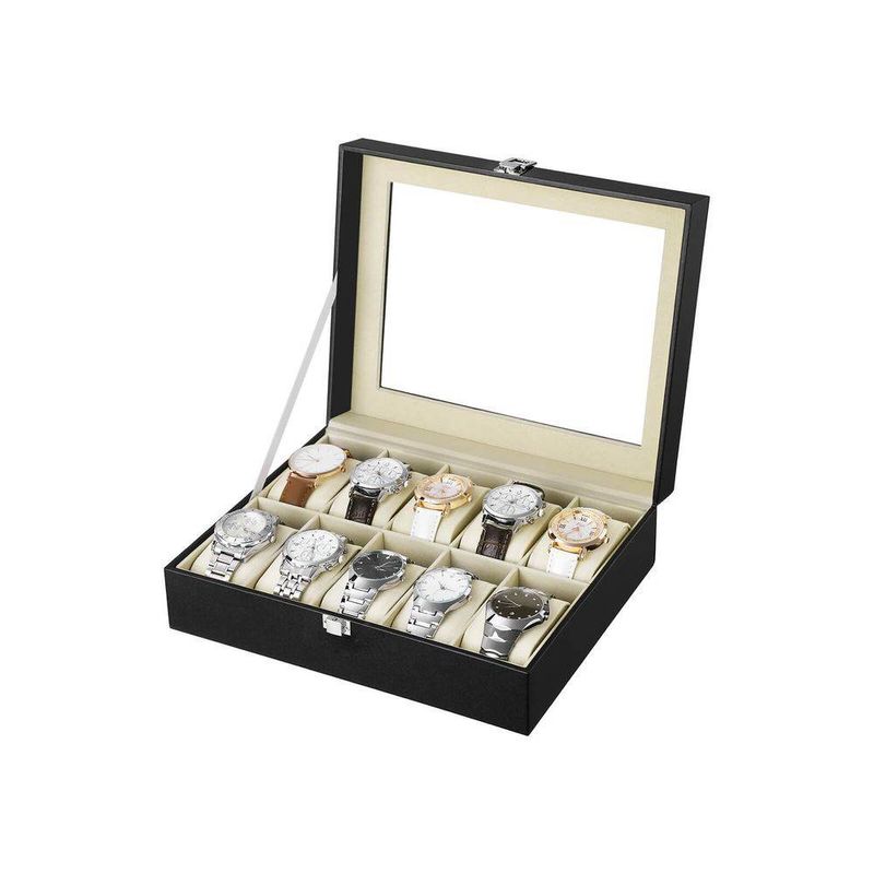 Uhrenbox-Aufbewahrung, Schmuckschatulle, Aufbewahrungsbox, doppelte Metallschnalle zur Aufbewahrung und Präsentation_voghion.com