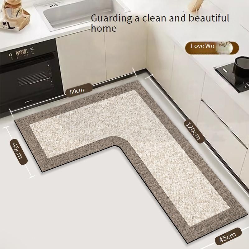 Kitchen Floor Mat - Diatomite L-Shaped Absorbent Mat, Oil & Water Resistant, Non-Slip, Washable - Anti-Skid Rug For Home_voghion.com