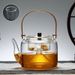 Glass Tea Kettle With Bamboo Handle – Stovetop & Electric Steam Brewer – Heat-Resistant Borosilicate Pot For Tea & Hot Water (Hammered/Smooth Style)_voghion.com