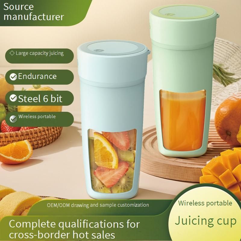 High-Speed Portable Wireless Charging Juicer Cup - 6 Blades, 18000 RPM, 400ml Capacity, USB Rechargeable, Food-Grade PC_voghion.com
